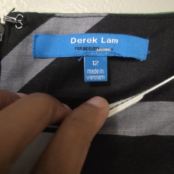 Derek Lam Women's Geo Striped Linen Blend Abstract Sheath Dress Size 12 - Picture 6 of 7